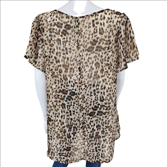 Forever 21 Plus Short Sleeve Animal Print Sheer Tunuic Size XL - Picture 3 of 9